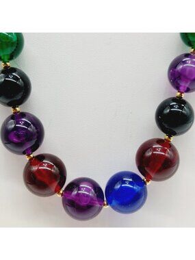 Tacoa Multi Color Bead Beaded Necklace Choker Graduated Beads Lobster Clasp
